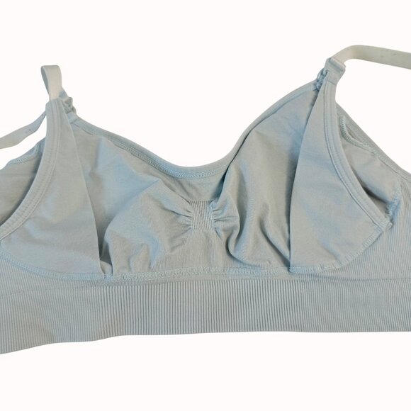 Light Blue Seamless Nursing Bra With Adjustable Straps Womens Sz L Soft Stretch - Picture 3 of 11